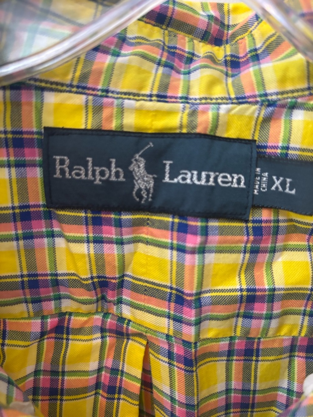 Ralph Lauren Men’s Easter Yellow Plaid Button-Down Shirt Preppy Logo Vibrant - Picture 6 of 6